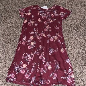 Red Flower printed dress
